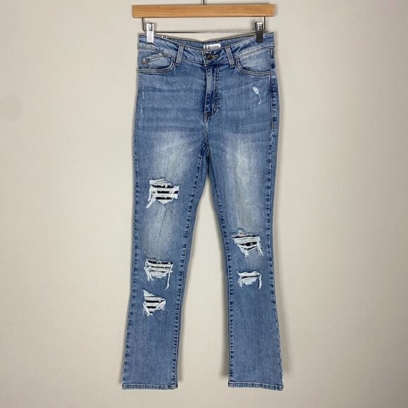 Morrison Denim Distressed Boot Cut Jeans Stargazer Rock Star Blue Womens 26 - Picture 1 of 7
